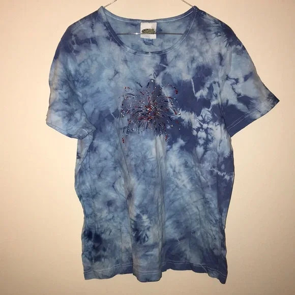 3 for $15 Tie Dye Tee with Jewel Firework - Picture 1 of 5